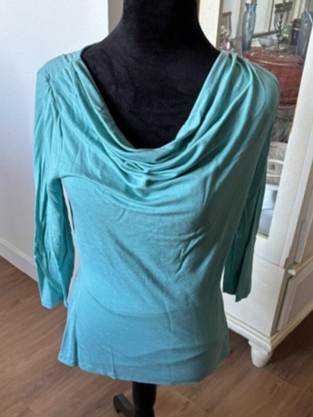 Boden Turquoise Kitty Cowl Neck Partially Lined Long Sleeve Top 6